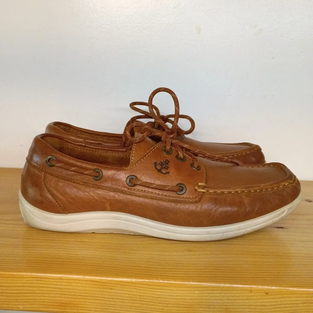 SAS Boat Shoe Decksider Lace Up Brown Leather 10 M Tripad Comfort Moccasin USA